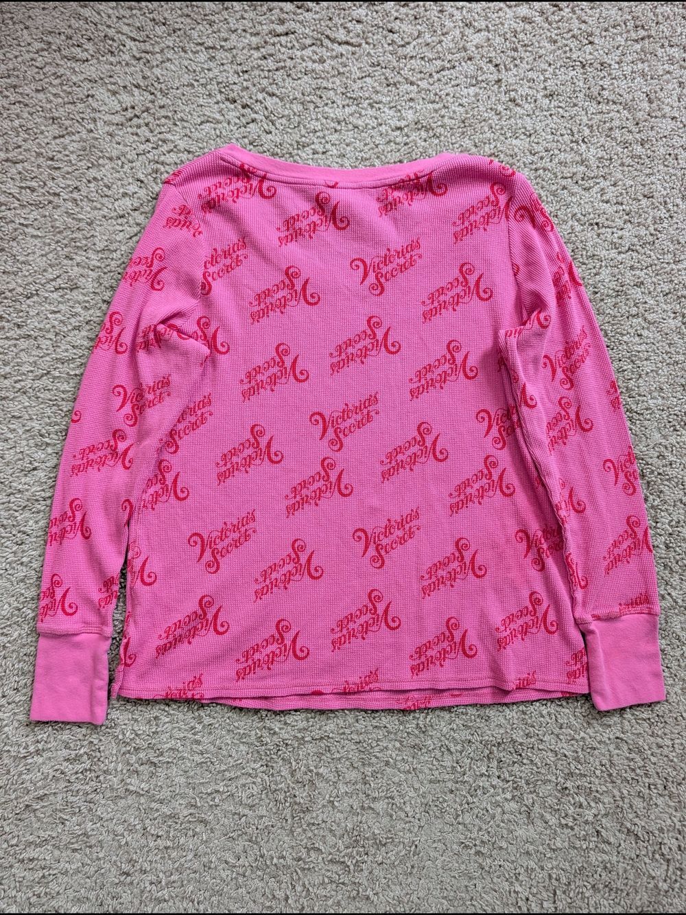 Victoria's Secret Womens Pink Script Logo Lightweight Thermal PJ Top Size Large - Picture 5 of 10